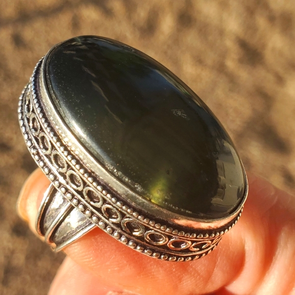 New Nephrite Jade 925 Silver Ring. - Picture 2 of 16